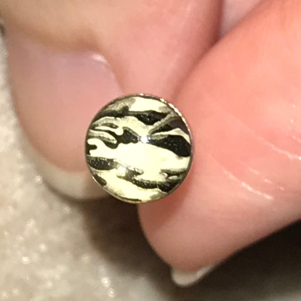 14 Gauge Black and White Camo Tongue Ring